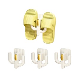 ROLUXENTIA 4 Pack Wall Mounted Shoe Rack - Premium Hanging Shoe Organizer Shelf with Sticky Hanging Mounts, Door Shoe Hangers with Hooks for Slippers Storage, White