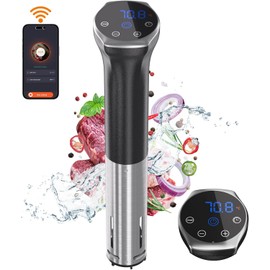 Sous Vide Machine, 1100W Upgraded WIFI Sous Vide Cooker, Ultra-Quiet Immersion Circulator with Digital Timer, Accurate Temperature Control, IPX7 Waterproof, Includes Recipes (App Included)