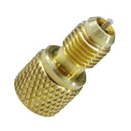 DUSCOKE R134A Refrigerant Tank Adapter, 1/4" SAE Male Flare to 1/2" ACME Female, Solid Brass Vacuum Pump Adapter Fitting with Valve Core for Automotive AC & HVAC Refrigerant System