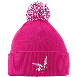 Hippowarehouse Eagle Embroidered Beanie Hat with Bobble Fuchsia