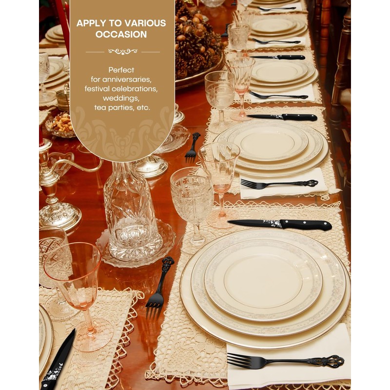Stapava 24 Pcs Black Silverware Set with Gift Box, Gorgeous
