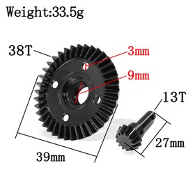 RC Hardened Steel Front Rear Ring 38T Pinion 13T 32P Bevel Gear Set, Front & Rear Axles Upgraded Parts for 1/10 Axial RBX10 RYFT, Upgraded Part Replacement for Axial - AXI232054
