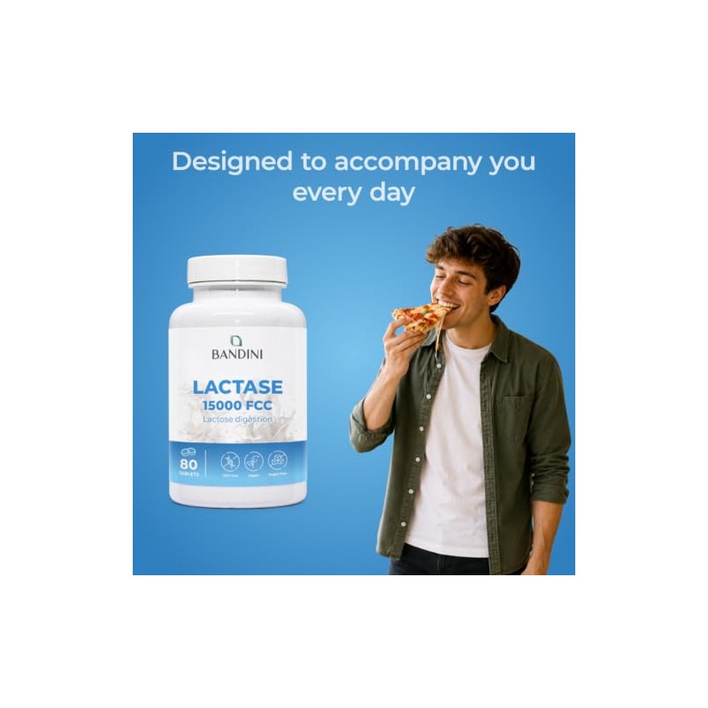 Bandini® Lactase Extra-Strength Dose 15,000 FCC - Lactose Digestion Support