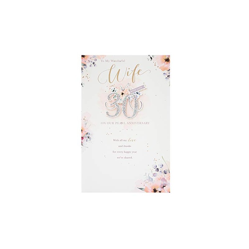 UK Greetings 30th Wedding Anniversary Card for Him/Her/Friend - Pearl