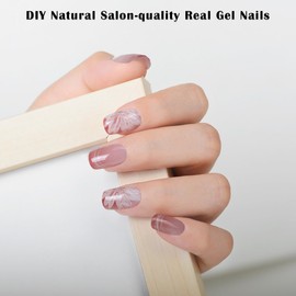 Semi Cured Gel Nail Strips, Gel Nail Polish Stickers Works with Any Nail Lamps Salon-Quality Long Lasting UV Gel Wraps for Women (Allure Love Q09)