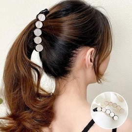 Round Mother-of-Pearl Ponytail Style Banana Pin URK-243 / 원형 자개 포니테일 스타일 바나나핀 URK-243