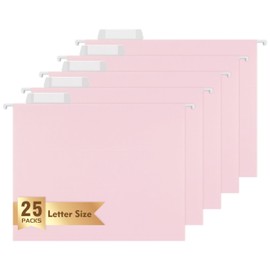 25 Packs Hanging File Folders,Cherry Pink Hanging File Folders Letter Size,Hanging Folders with 1/5-cut Tabs,Hanging Folders for Filing Cabinets, File Organizer Folder for Office,School,Home