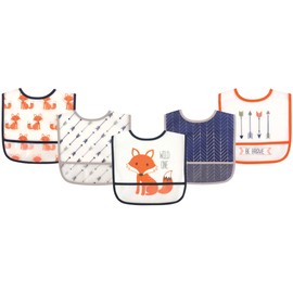 Hudson Baby Unisex Baby Waterproof PEVA Bibs, Fox, One Size