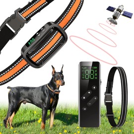 2 in 1 GPS Wireless Dog Fence and Training Collar, IPX7 Waterproof Pet Containment and Behavior Training Fence Dog Collar for Medium to Large Dogs