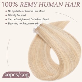 Tess Real Human Hair Tape-In Extensions, 35.5 cm, 20 Pieces, Straight, Remy Tape-In Extensions, Brown (#4, 35 cm, 50 g)