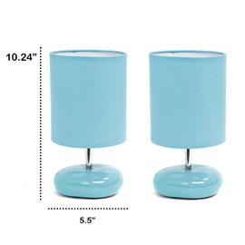 Maykoosh African Adventure 10.24" Traditional Mini Round Rock Table Lamp 2 Pack Set for, Study, Bookshelf, Office, Nightstand, Living Room, Blue