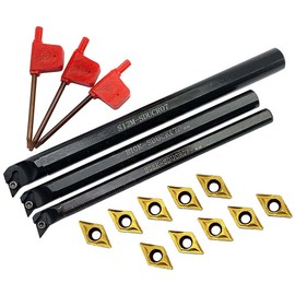3 piezas S08K/S10K/S12M - SDUCR07 95 grados de giro interno con 10 piezas DCMT21.51 DCMT070204 inserciones de torneado de carburo para mecanizado de piezas de acero y acero inoxidable (juego de tres soportes con insertos)