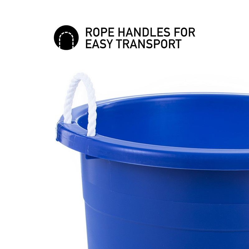 United Solutions Easy-Access Storage Rope Handle Tub, 19 Gallon, Blue,