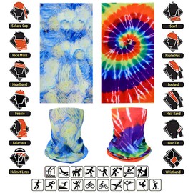 Face Mask Multi Bandana Neck Gaiter Seamless Magic Headband Outdoor Face Scarf for Dust Wind and UV Resistance, No8, Large