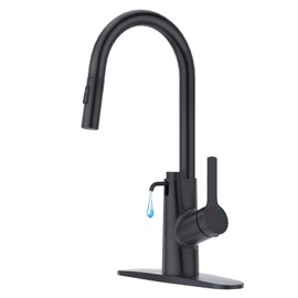 Aktines Pull Dwon Kitchen Faucet with Built-in Soap Dispenser & 2-Function Sprayer, High Arc Stainless Steel Sink Faucet for Kitchen, RV, Bar, Matte Black