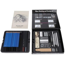 Hilitand 50 Pcs Drawing Pencils Artist Drawing Set Professional Charcoal Set