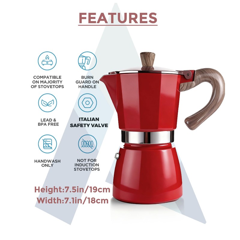 AGOGO Milano Moka Pot Stovetop Espresso Maker with 100 Paper