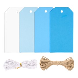 jijAcraft 4 Colors Gift Tags: 120PCS Blue Paper Tags 5x10CM Blank Labels with String Favour Labels for Gift Wrapping DIY Crafts Clothing Wedding Birthday Party