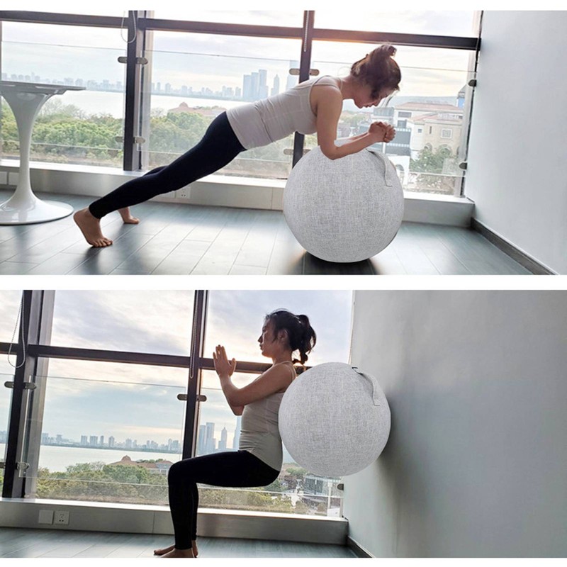 55cm/65cm/75cm Cotton+Linen Protective Yoga Ball Cover Exercise Ball Protection Skin