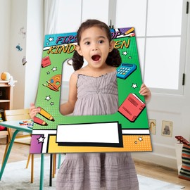 Soul Décor Back to School Photo Prop Board, Picture Frame First Day of Kindergarten, Perfect for Home Memory Picture Taking or Teacher and Classroom Use, Cut Out Board Sign, Coro Plastic