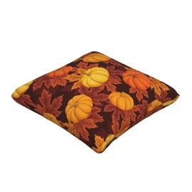 Orange Yellow Pumpkins Throw Pillow Covers Autumn Maple Leaves Thanksgiving Pillow Covers 18x18 Inch Set of 2 Fall Harvest Square Pillowcase Decorative Cushion Cases for Couch Sofa