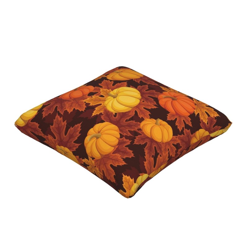 Orange Yellow Pumpkins Throw Pillow Covers Autumn Maple Leaves Thanksgiving