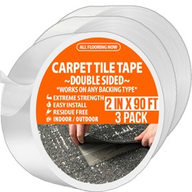 Carpet Tile Tape Double Sided Heavy Duty Carpet Tape for Carpet Tiles Rugs Vinyl Rubber Mats Turf Rug Gripper Indoor Outdoor No Residue Carpet Tape for Hardwood Floors 2 Sided Tape 2in x 90ft (3 Pack)