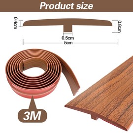 Wapasezyar T Profile Transition Strip Floor PVC Transition Profile Door Threshold Strip Transition Rail Flat Divider Strip for Connecting Floors Gaps of Laminate Plank Tiles (Walnut)