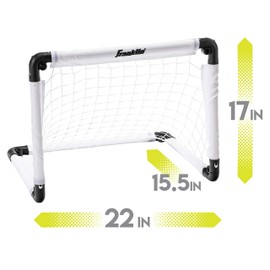 Franklin Sports Kids Mini Soccer Goal Set - Backyard/Indoor Mini Net and Ball with Pump - 22" x 17" Goal Size, White/Black
