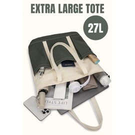 MINIMARG Large Tote Bag for Women – 27L Capacity, Ideal for Work, Outings, Nursing, and Daily Use | Magnetic Closure | Fits Laptop (Forest Green)