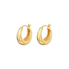Chunky Gold Hoop Earrings 1 Pair 14K Gold Plated Earrings for Women Gold Hoops Hypoallergenic Small Gold Hoop Earrings for Women Girls 18mm