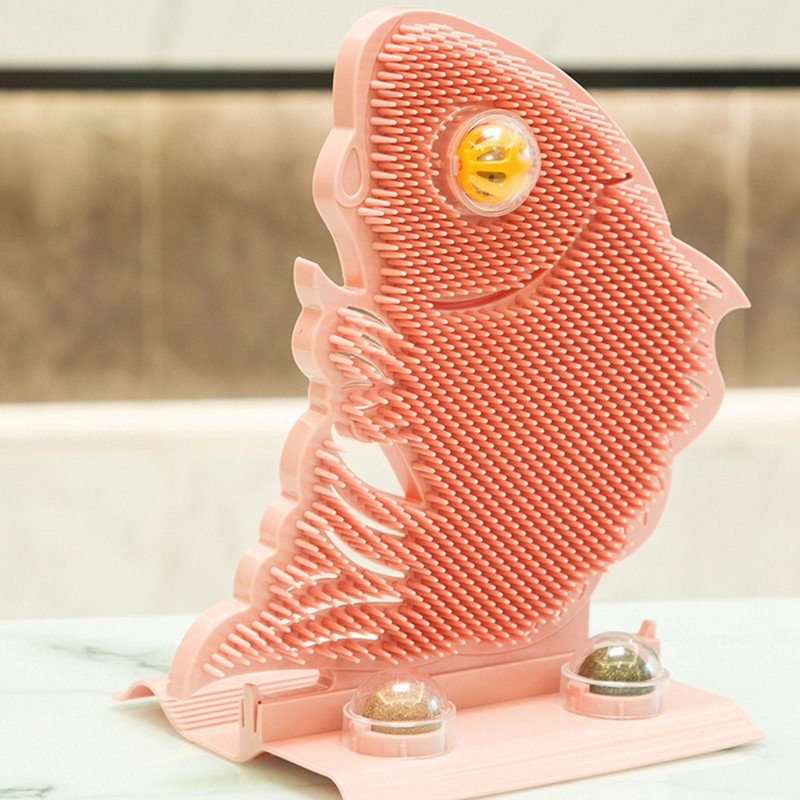 Wall Cat Self Groomer Removable Skin Friendly Fish Shape Rubbing