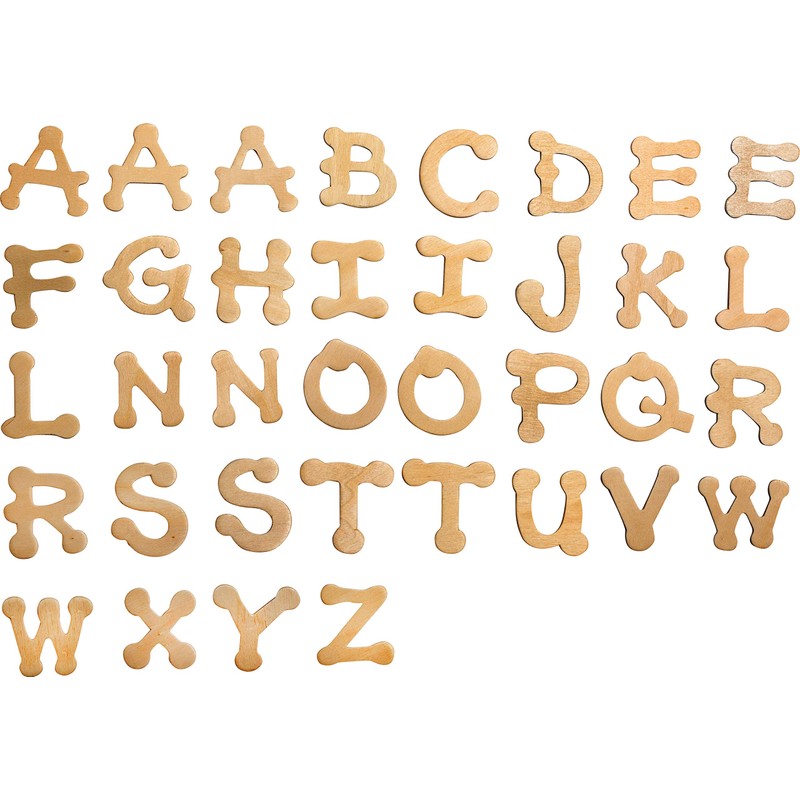 Plaid Dot Wood Letter Pack, 1 3/4" Fun Font, brown