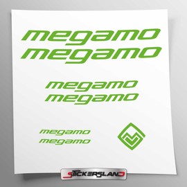 Stickersland® Aufkleber-Set kompatibel mit Rahmen Megamo MTB Mountainbike und Helm | Aufkleber-Aufkleber mit Logos | Stickersland® (grün glänzend)