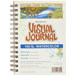 Strathmore Wire Bound Visual Journal, 140 lb. Cold Press Watercolor Paper, 5.5 X 8 inches, White, 22 Sheets (460-55)