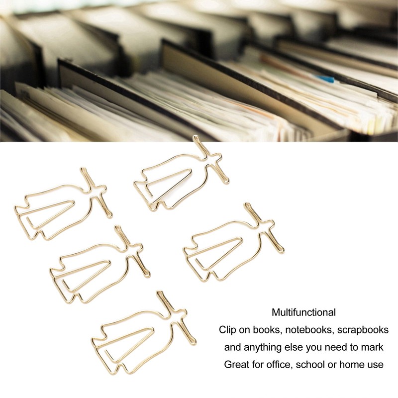100Pcs Gold Paper Clips Cute Shape Stainless Steel Multifunction Metal