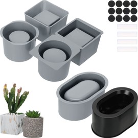 3 Pack Concrete Molds Silicone Planter Mold for Cement Pot DIY Succulent Plant Pots, Square and Round
