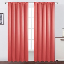 LEMOMO Coral Blackout Curtains 52 x 84 inch/Curtains Set of 2 Panels/Thermal Insulated Room Darkening Bedroom Curtains