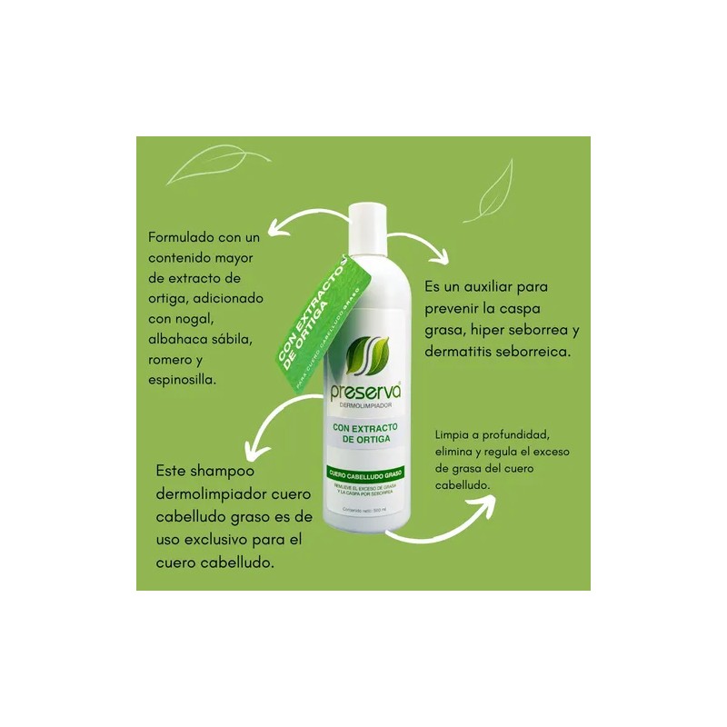 Preserva Dermolimpiador Cuero Cabelludo Graso Y Caspa 500 Ml