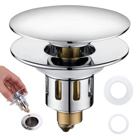Universal Pop-Up Bathroom Sink Stopper - for 1.1~1.5 Inch Wash Basin Drain Strainer, Bounce Sink Drain Filter with Hair Catcher, Anti Clogging Stainless Steel Sink Plug, Chrome