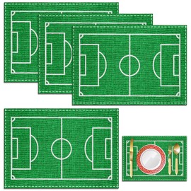 Set of 4 Desk Mat Football Breakfast Mat School Place Mat Children Washable Place Mat Children's Football Table Cloth Kitchen Table Decoration