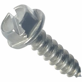 #8 x 1" Hex Washer Head Sheet Metal Screws, External Hex Drive, Stainless Steel 18-8, Full Thread, Bright Finish, Self-Tapping, Type A, Quantity 100 by Fastenere
