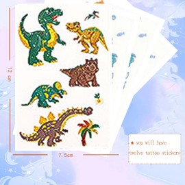 Palumma 12PCS Temporary Tattoo Stickers Set Fun Themed Body Art for Parties Costumes Creative Play Safe Waterproof Fake Tattoos for Dress Up Decoration butterfly(dinosaur)