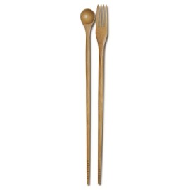 JapanBargain Bamboo Cooking Chopsticks with Spoon and Fork 3-in-1 Utensil for Deep Fry S-3789
