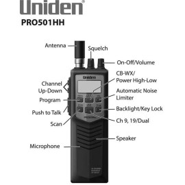 Uniden PRO501HH 40 Channel Handheld CB Radio Built-in Weather Band Channels New
