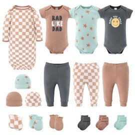 The Peanutshell Baby Layette Set for Boys, New Born Baby Essentials Must Haves, Baby Boy Clothes 0-3 months, Baby Gift, 16 Pieces, Beige, Newborn