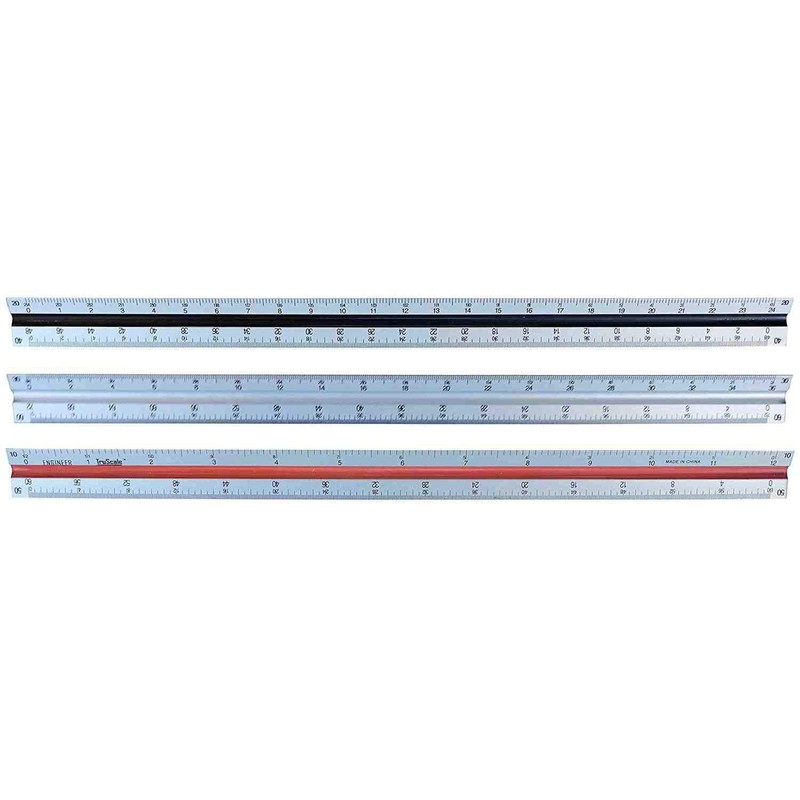 Triangular Engineering Scale Aluminum Ruler for Architects, Engineers and Students