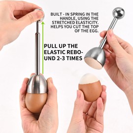Wantli Eierschneider, mit Eierköpfer Edelstahl, 2 in 1 zeitsparender Eischneidewerkzeug, Profi Eierteiler Schneiddrähte aus Edelstahl Spülmaschinenfest, für Eiern, Pellkartoffeln