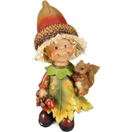 Set of 2 Autumn Figures Boy & Girl Each 18 x 8 x 6 cm Squirrel Autumn Decoration Autumn Figure Decoration 7010 A