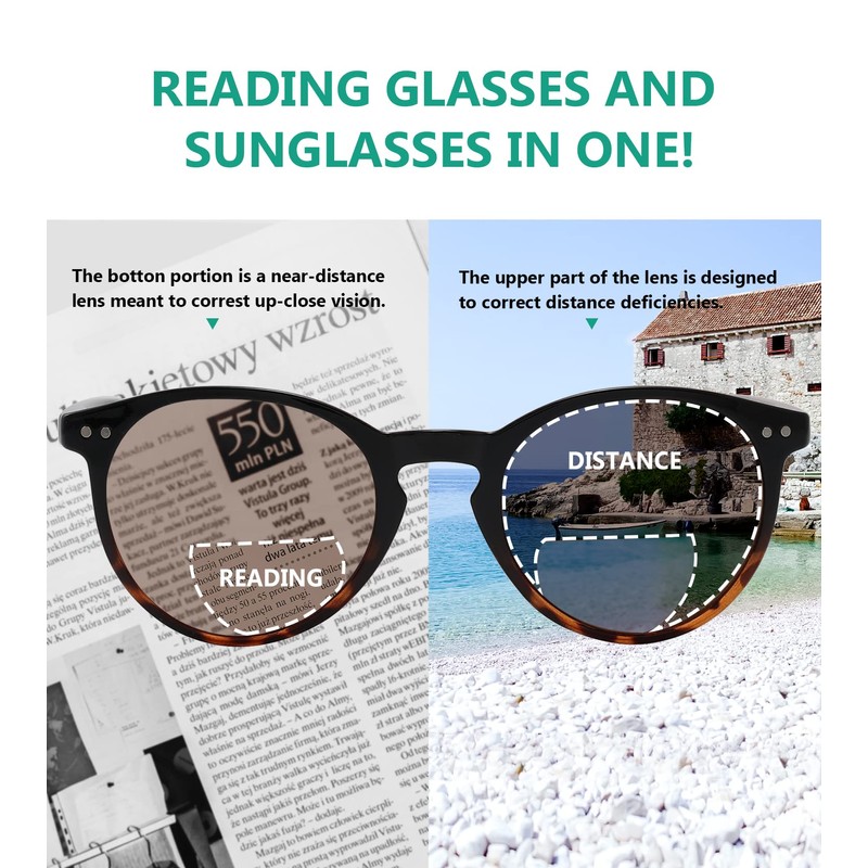 Eyekepper - anteojos de sol bifocales redondas con bisagras de